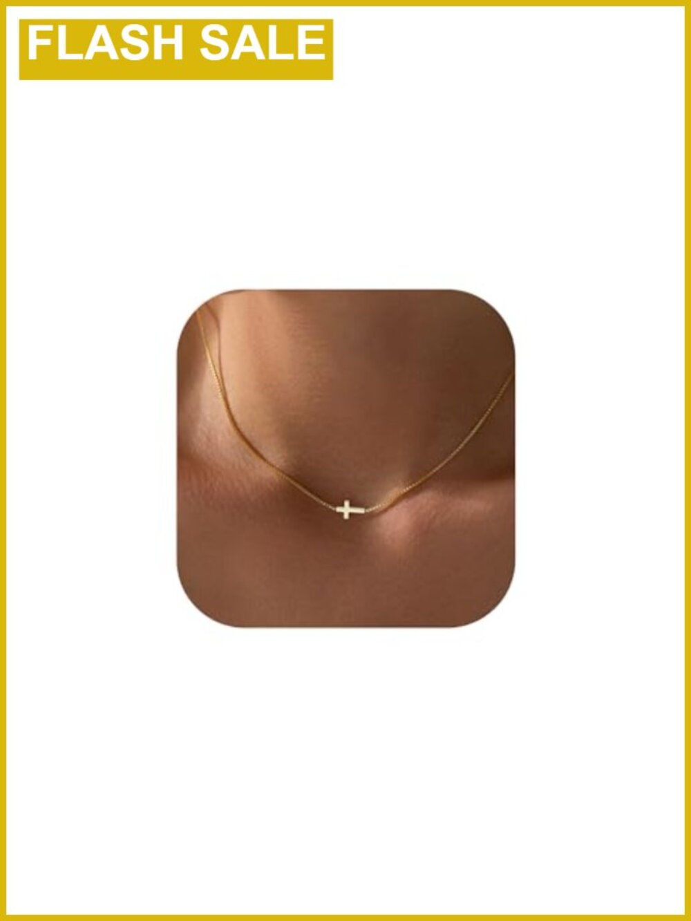 18K Gold Plated Cross Necklace Dainty Religious Pendant